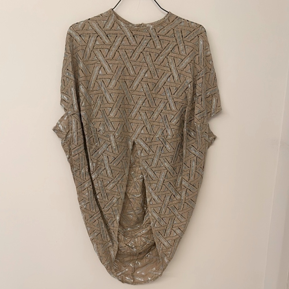 Cream Textured Knit Crew Neck Top